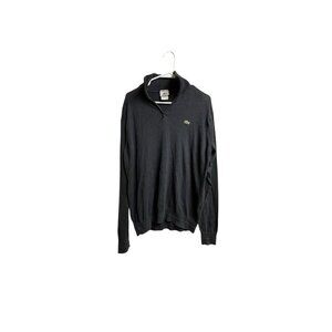 Lacoste Mens 1/4 Zip Sweater Black Cotton Cashmere Blend Size 5 Large